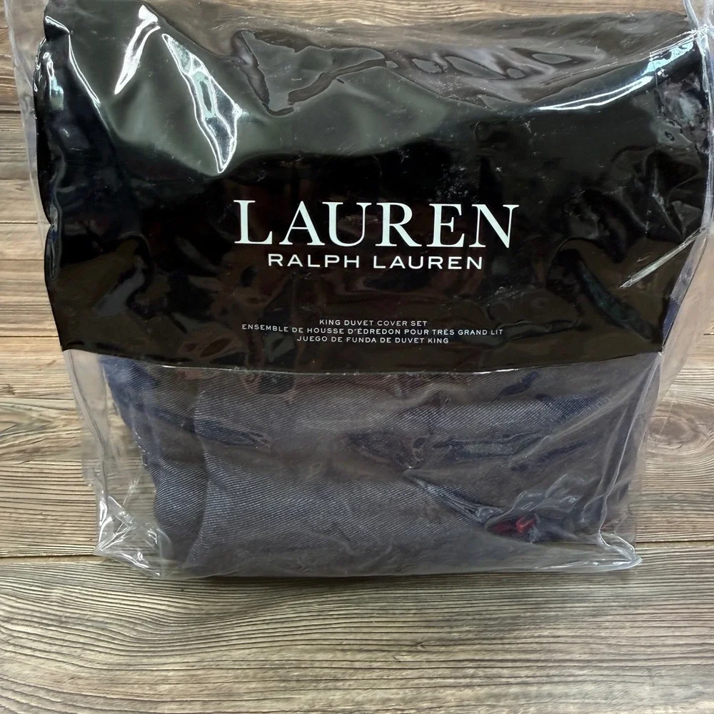 Ralph Lauren King Flynn Duvet Cover ONLY- NO SHAMS Blue Denim Cotton NEW